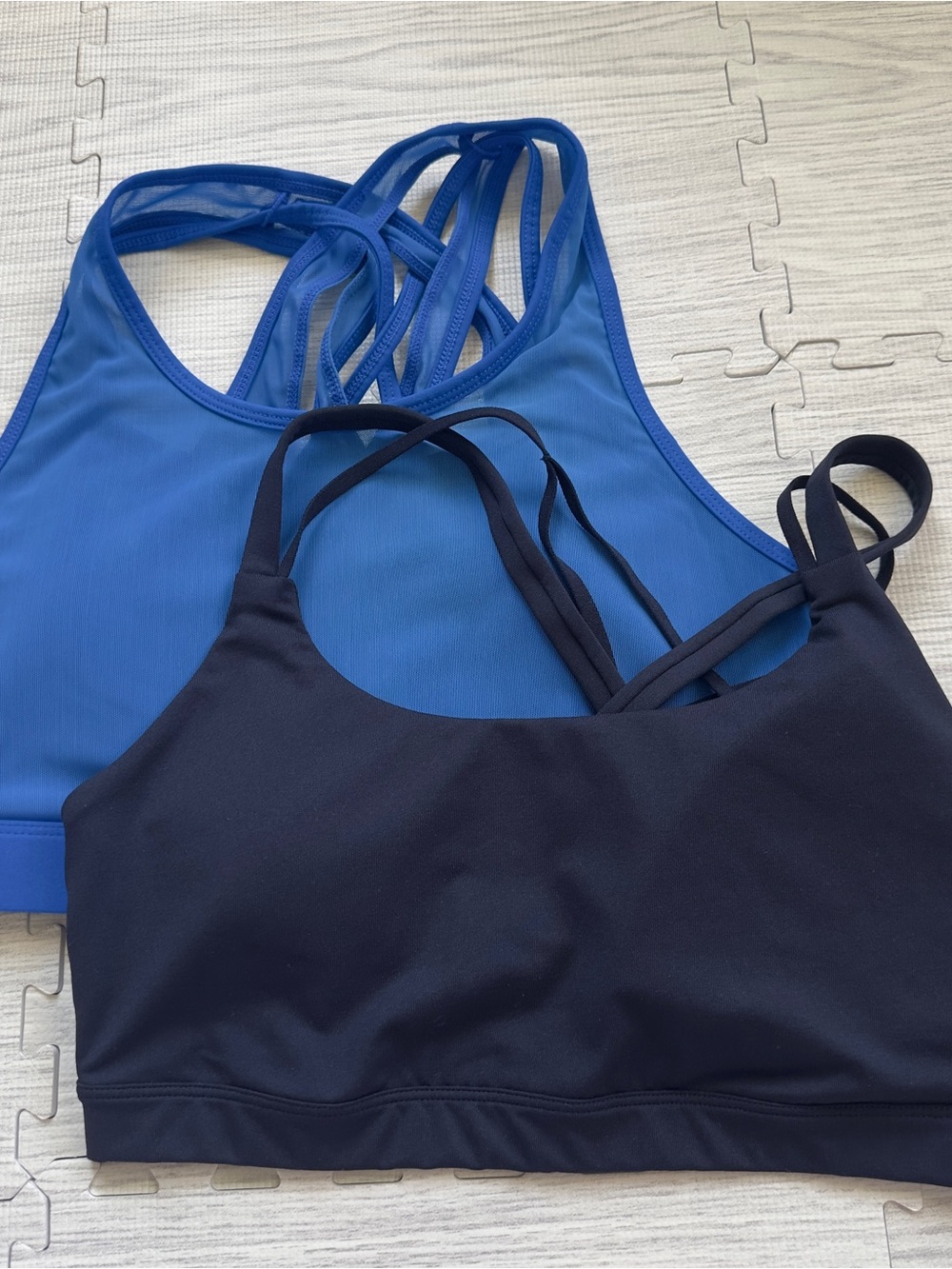 Women’s Strappy Sports Bra - Blue and Black